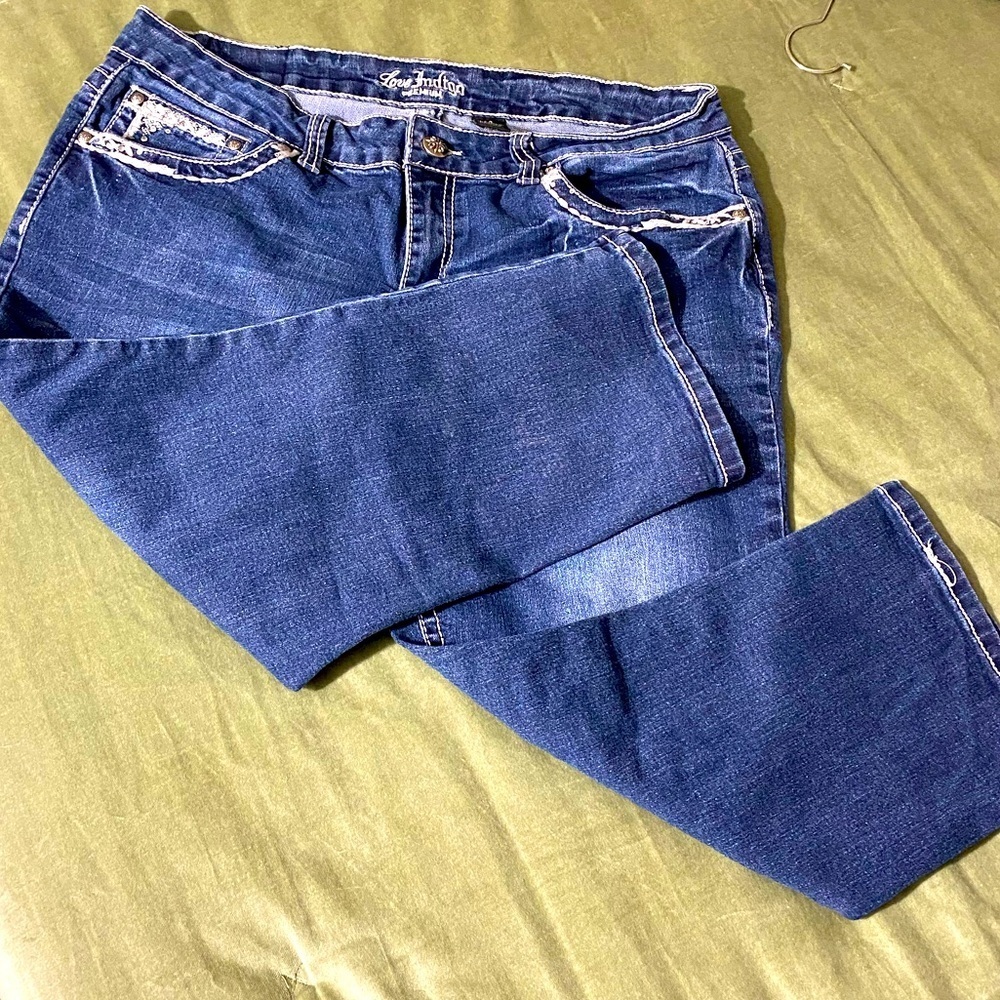 Love Indigo cropped jeans pants Sz 14